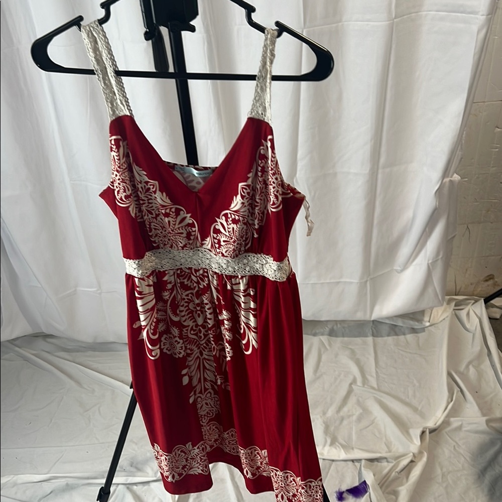 Maurices Red and White Embellished Cocktail Dress